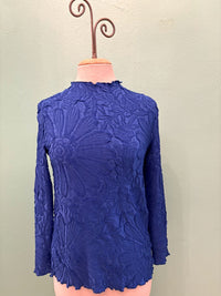 EMBOSSED LONG SLEEVE BLOUSE-68091-VANITE COUTURE