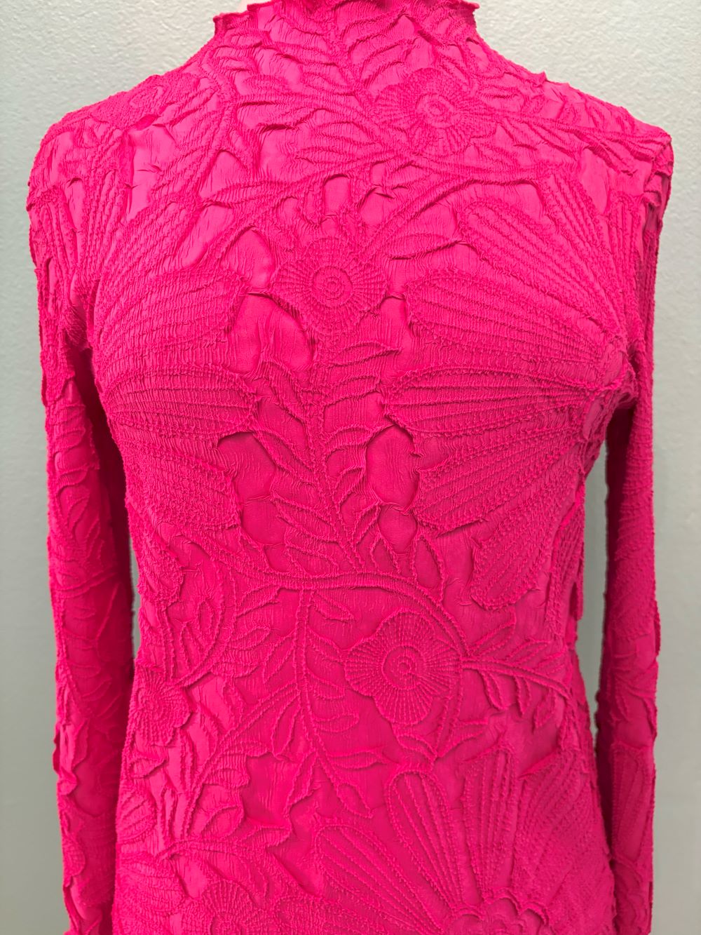 EMBOSSED LONG SLEEVE BLOUSE-68091-VANITE COUTURE