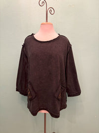 BUTTERFLY EMBROIDERED FLEECE TOP-PAPER LACE