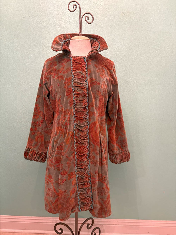 COTTON VELVET JACKET-BROWN/TEAL-PAPER LACE