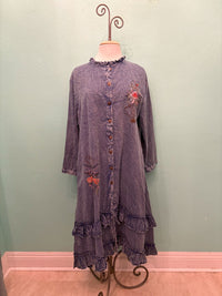 L/S PEACOCK BUTTONDOWN DRESS-PAPER LACE