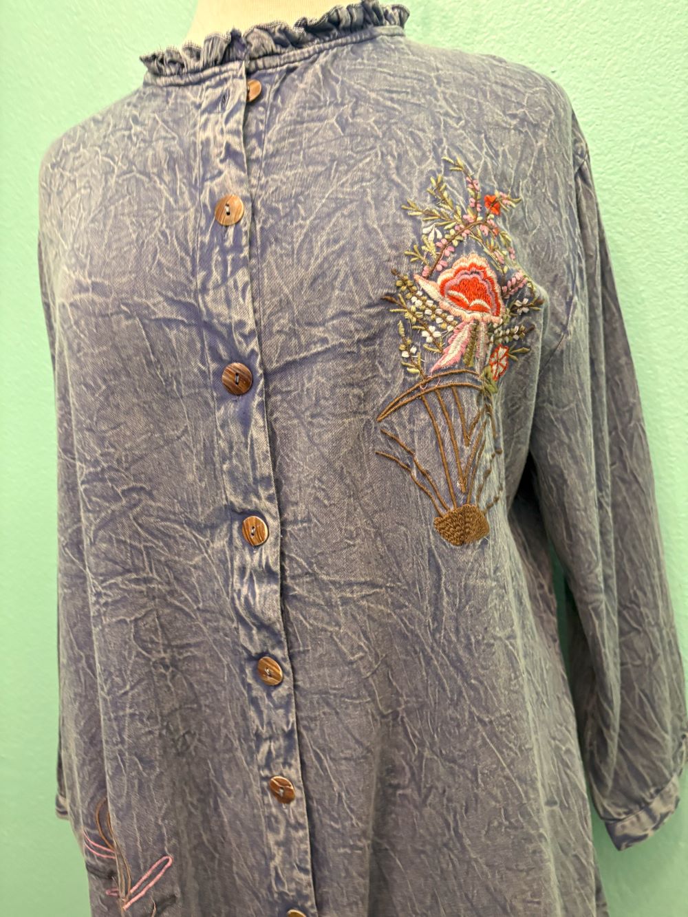 L/S PEACOCK BUTTONDOWN DRESS-PAPER LACE