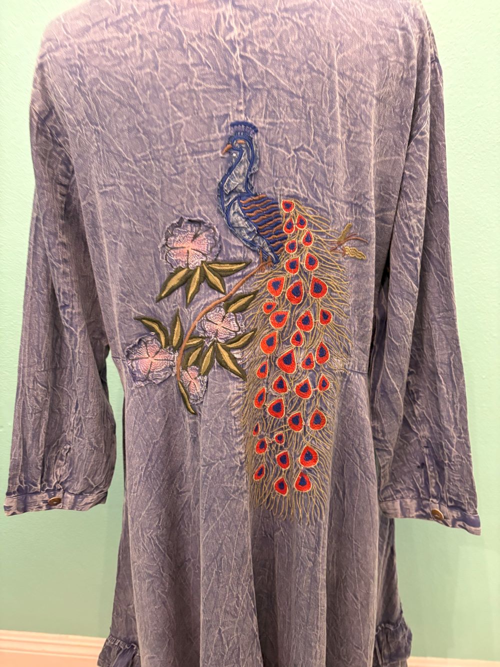 L/S PEACOCK BUTTONDOWN DRESS-PAPER LACE