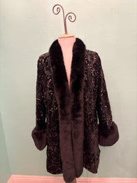 VELVET AND SEQUIN MID LENGTH COAT-ARIS A