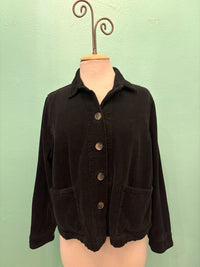 LUX CORDUROY CROPPED JACKET-BLACK-CUT LOOSE