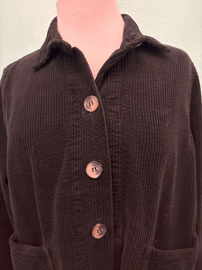 LUX CORDUROY CROPPED JACKET-BLACK-CUT LOOSE