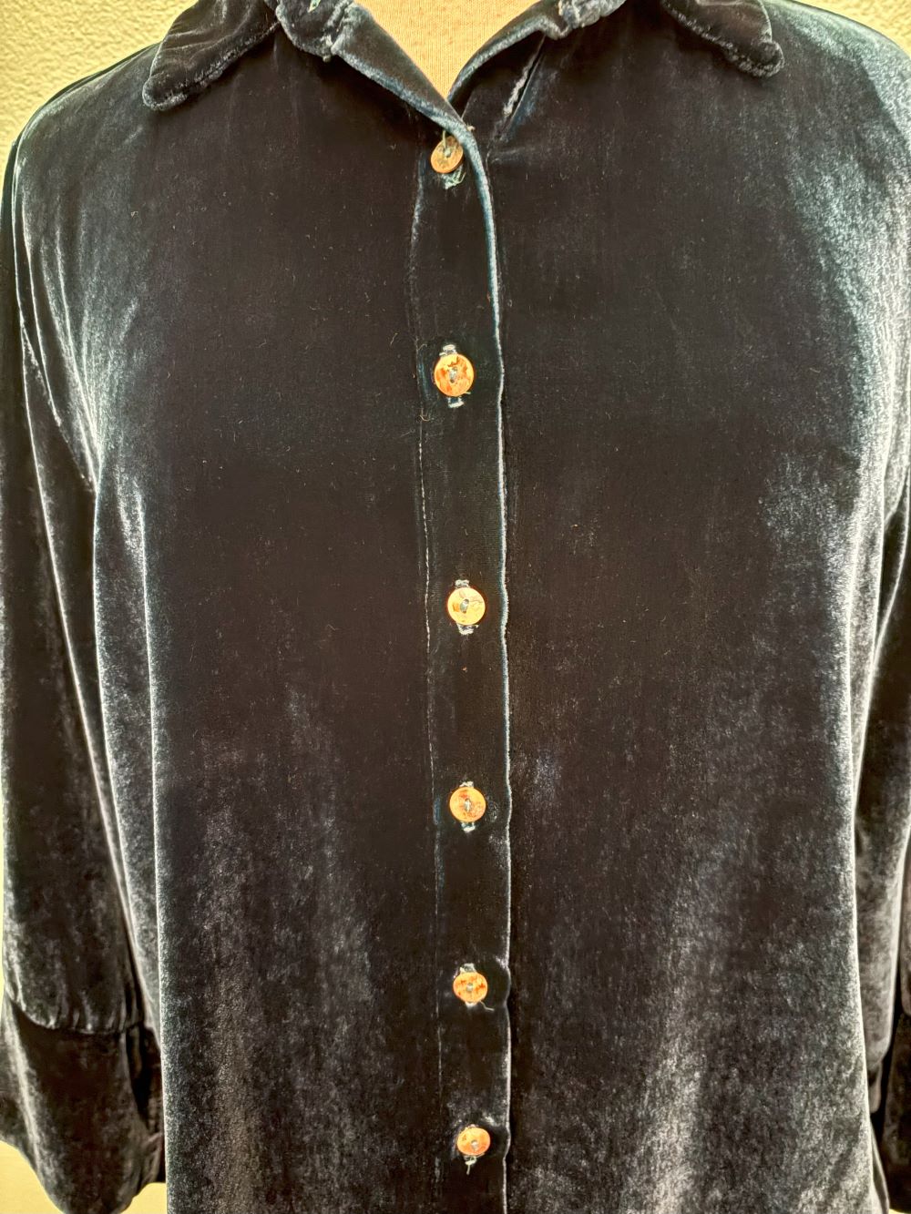 VELVET CROP EASY SHIRT-PEACOCK-CUT LOOSE