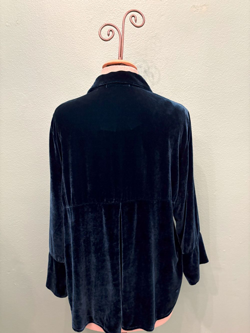 VELVET CROP EASY SHIRT-PEACOCK-CUT LOOSE