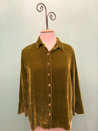 VELVET CROP EASY SHIRT-FROG-CUT LOOSE