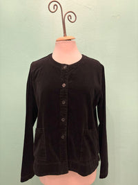 COTTON VELVET L/S CROPPED JACKET-BLACK-CUT LOOSE