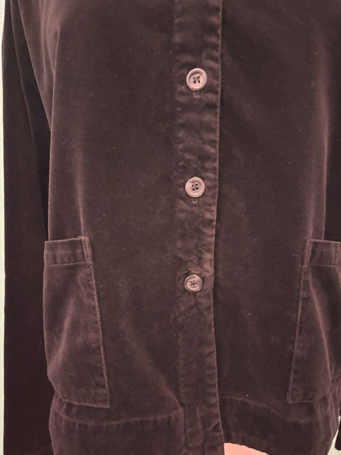 COTTON VELVET L/S CROPPED JACKET-BLACK-CUT LOOSE