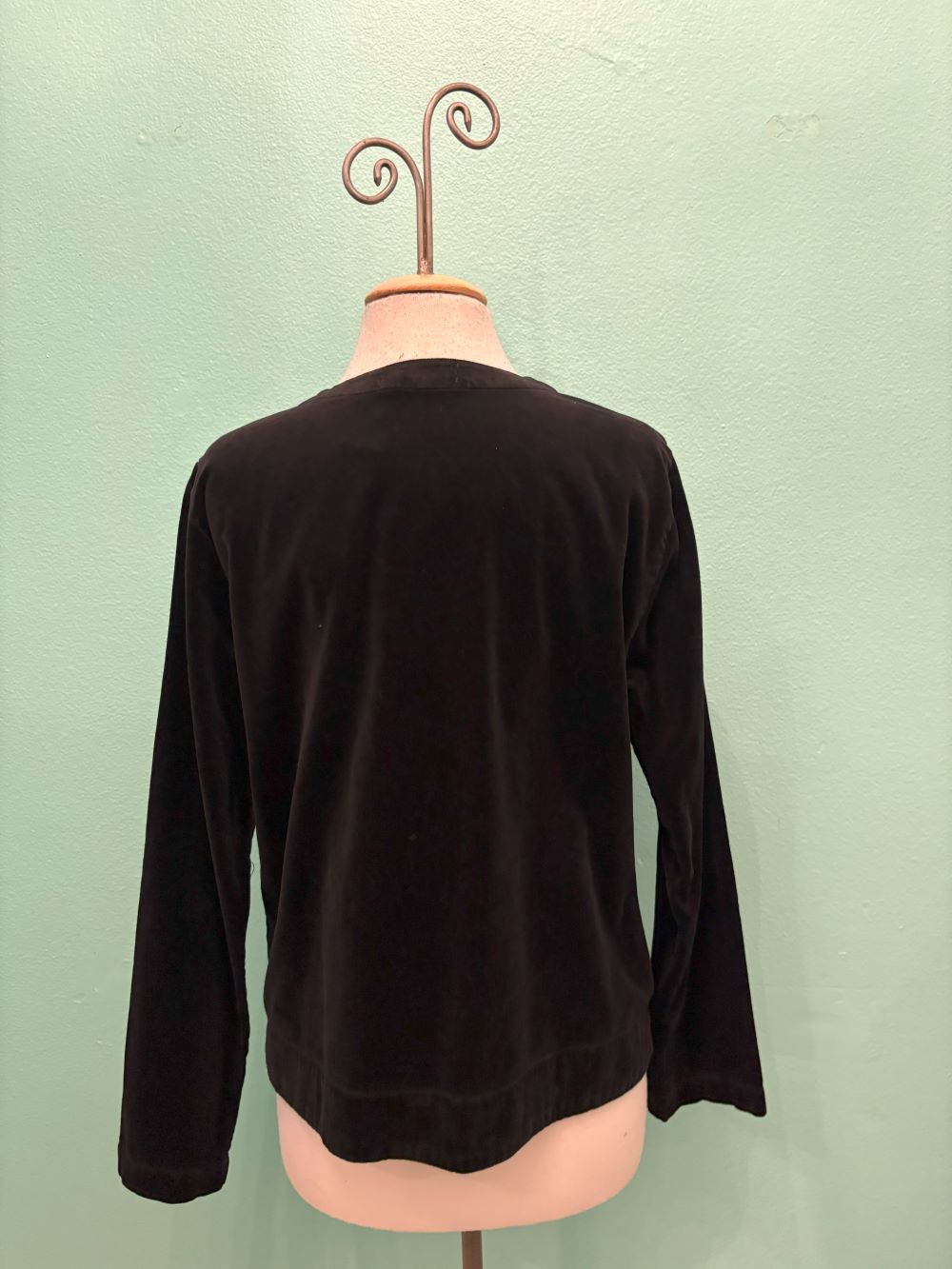 COTTON VELVET L/S CROPPED JACKET-BLACK-CUT LOOSE