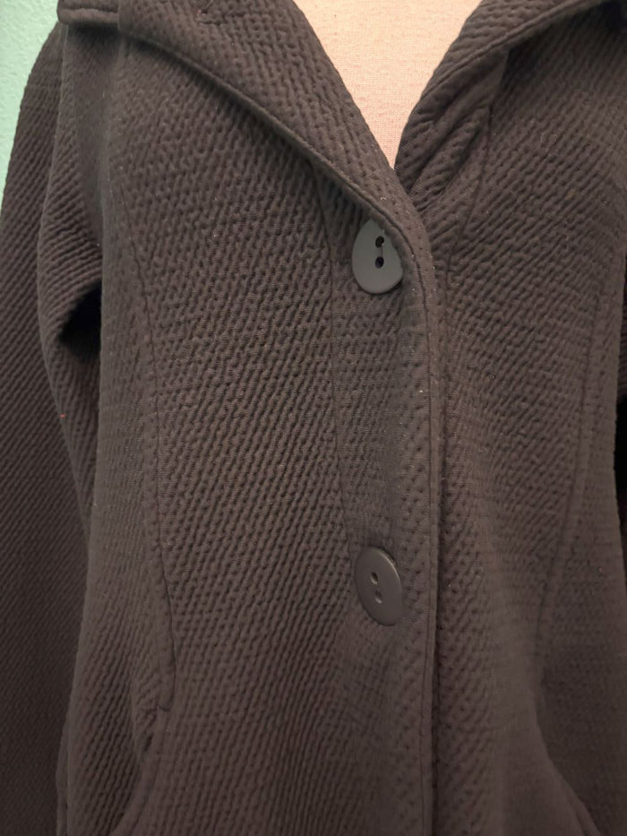 LONG KNIT COAT W/HOOD-BLACK-DOLCEZZA