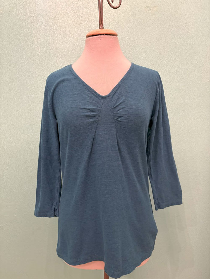 3/4 SLEEVE TUCK TEE-PEACOCK-CUT LOOSE