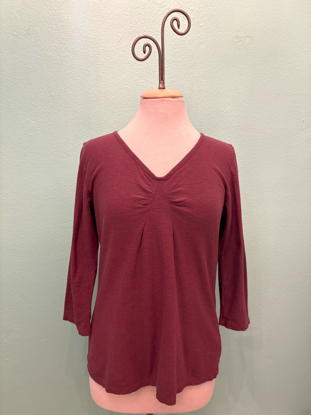 3/4 SLEEVE TUCK TEE-CINNABARK-CUT LOOSE