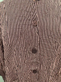 STRIPE BUTTON JACKET WITH ROLL TAB SLEEVE-BLK/WHT-MOONLIGHT