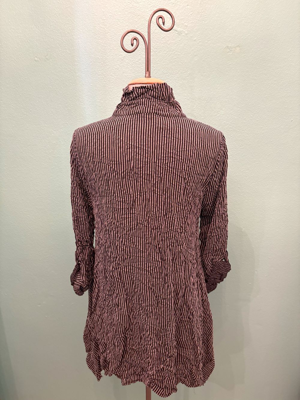 STRIPE BUTTON JACKET WITH ROLL TAB SLEEVE-BLK/WHT-MOONLIGHT