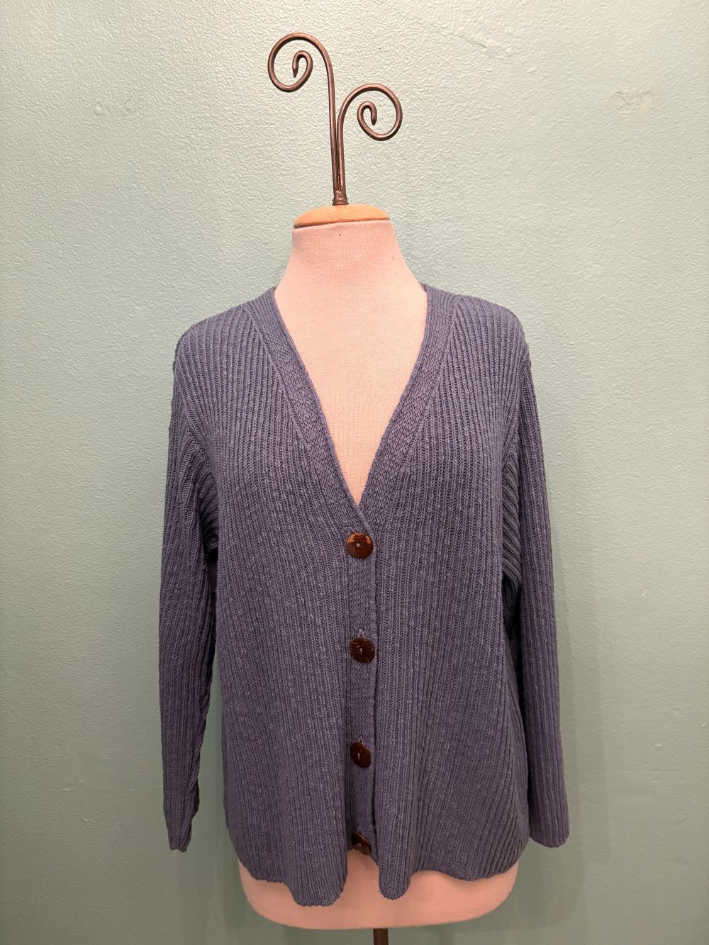 RIBBED 4 BUTTON CARDIGAN 100% COTTON-AVALIN