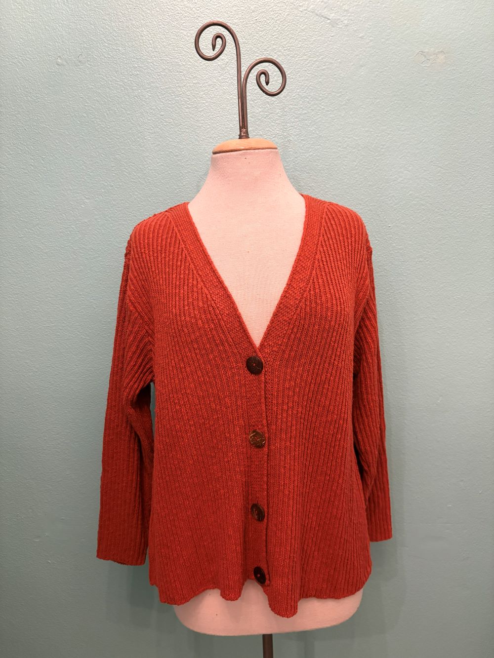 RIBBED 4 BUTTON CARDIGAN 100% COTTON-AVALIN