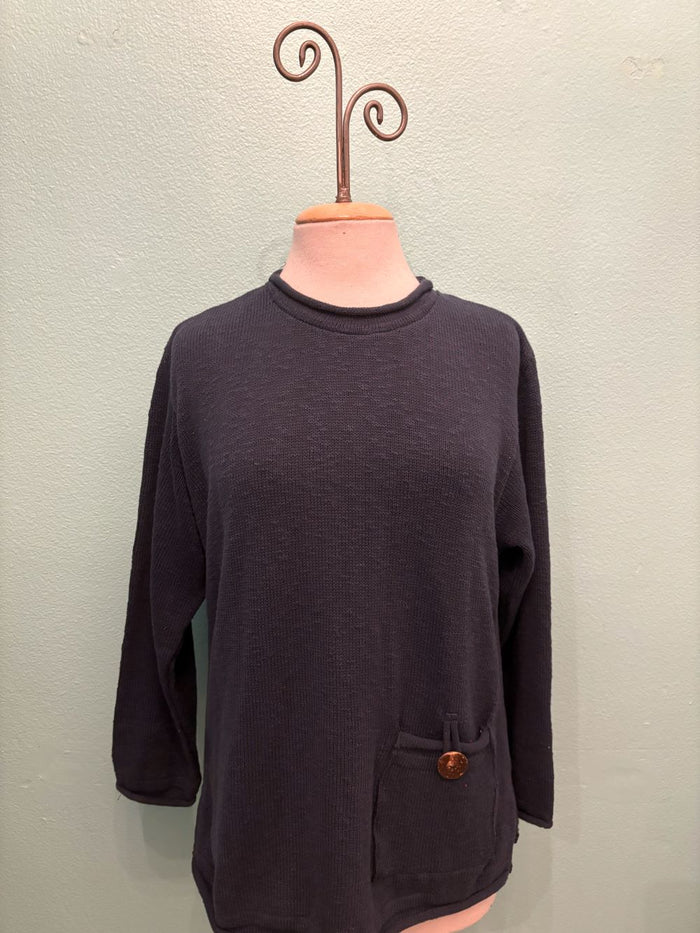 ROLL NECK BUTTON POCKET 100% COTTON -AVALIN