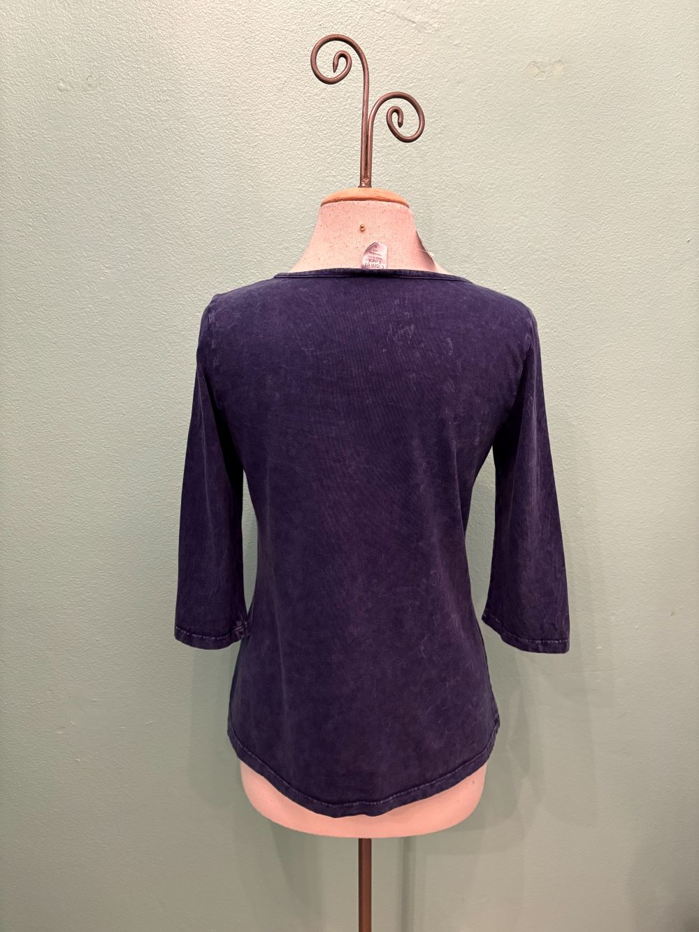 BOATNECK 3/4 SLEEVE TEE-MINERAL INDIGO-COTTON LANI