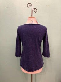 BOATNECK 3/4 SLEEVE TEE-MINERAL INDIGO-COTTON LANI