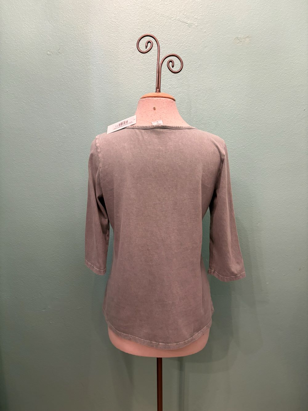 BOATNECK 3/4 SLEEVE TEE-MINERAL SAGE-COTTON LANI