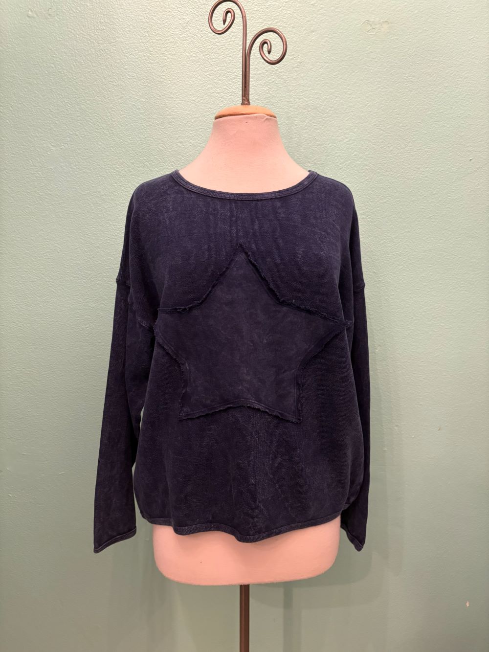 STAR PULLOVER-MINERAL INDIGO-COTTON LANI