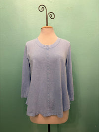 SWING CREW NECK 3/4 SLEEVE TEE-MINERAL SKY-COTTON LANI