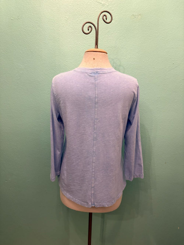 SWING CREW NECK 3/4 SLEEVE TEE-MINERAL SKY-COTTON LANI