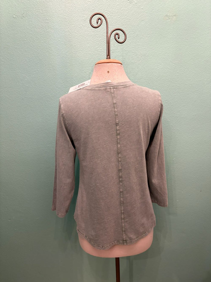 SWING CREW NECK 3/4 SLEEVE TEE-MINERAL SAGE-COTTON LANI