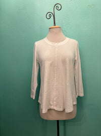 SWING CREW NECK 3/4 SLEEVE TEE-WHITE-COTTON LANI