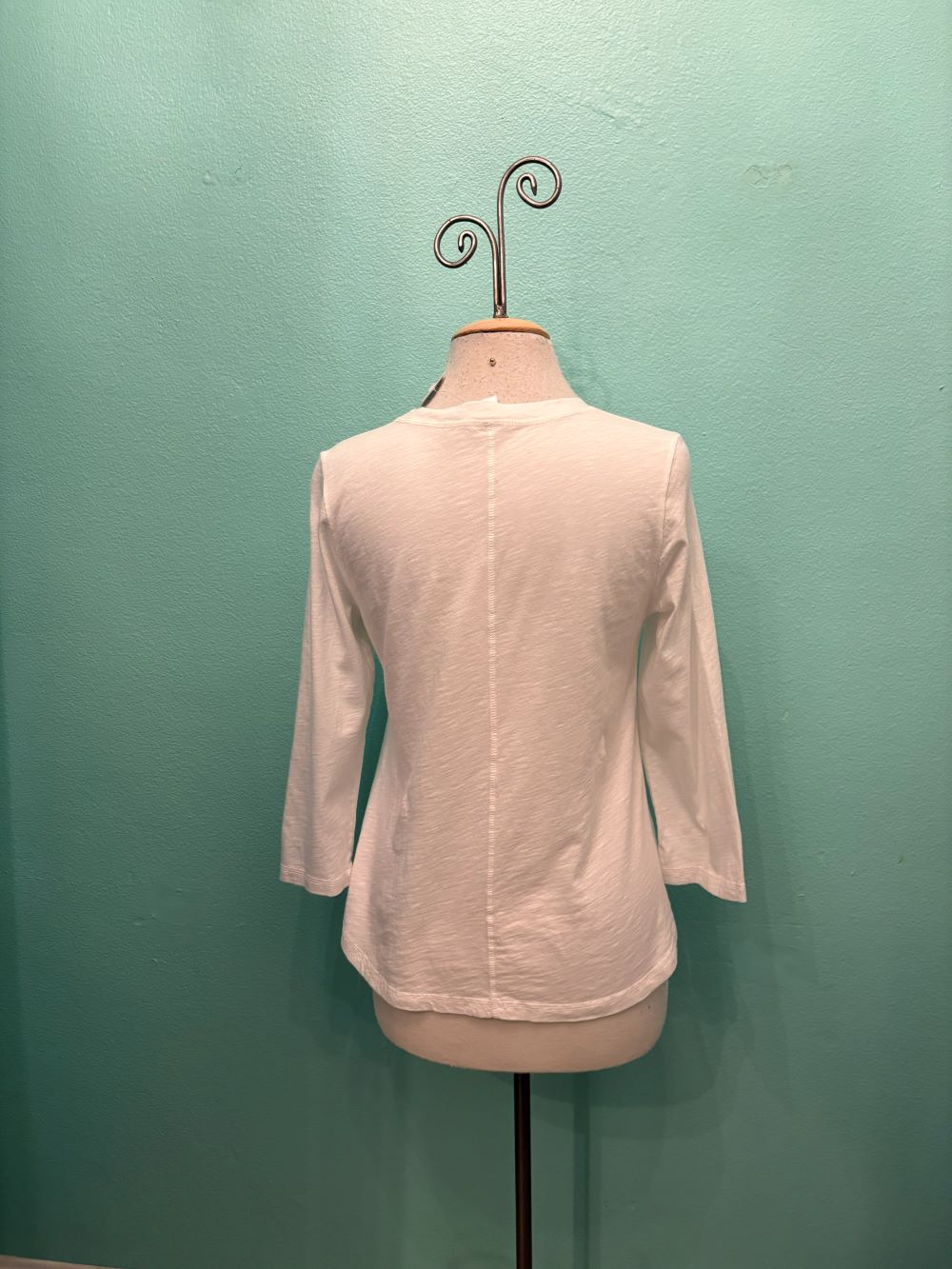 SWING CREW NECK 3/4 SLEEVE TEE-WHITE-COTTON LANI