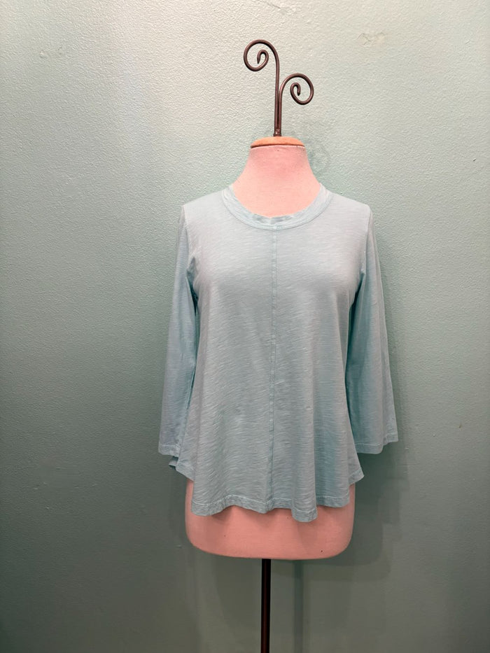 SWING CREW NECK 3/4 SLEEVE TEE-POOL-COTTON LANI