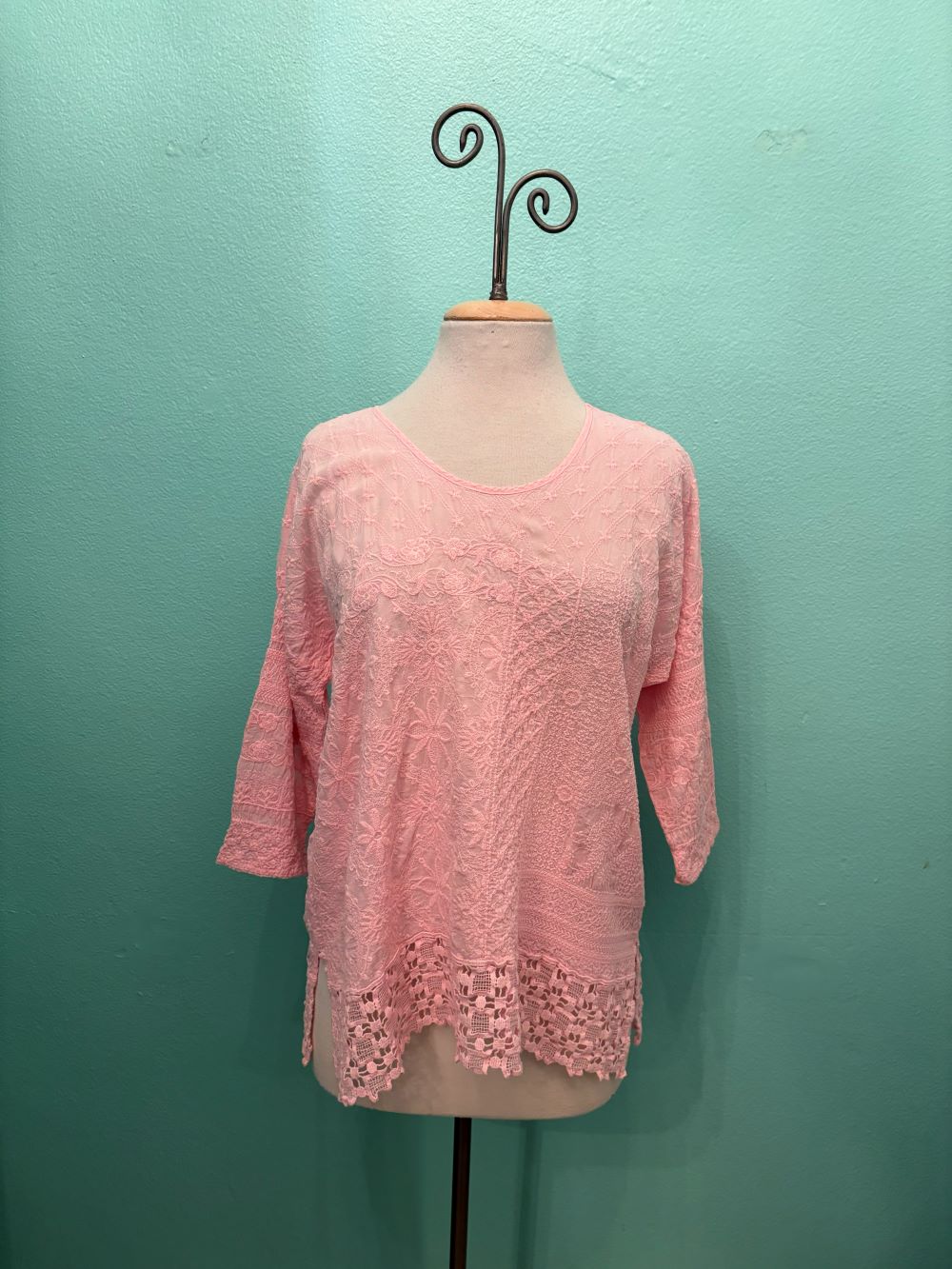 ZORA STITCHWORK BLOUSE-ROMANCE ROSE-JOHNNY WAS