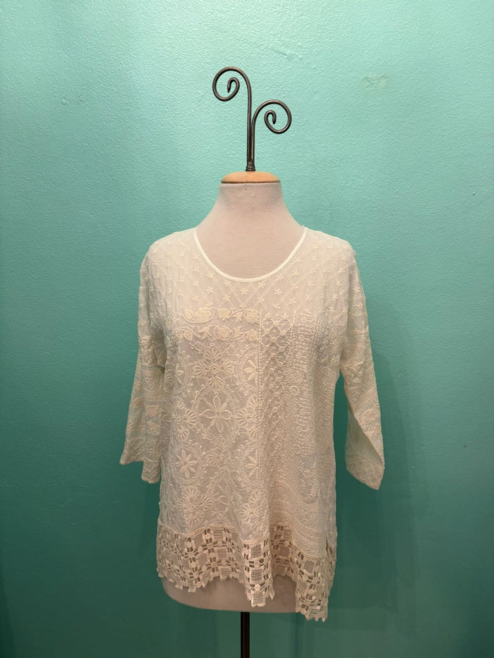 ZORA STITCHWORK BLOUSE-NATURAL-JOHNNY WAS