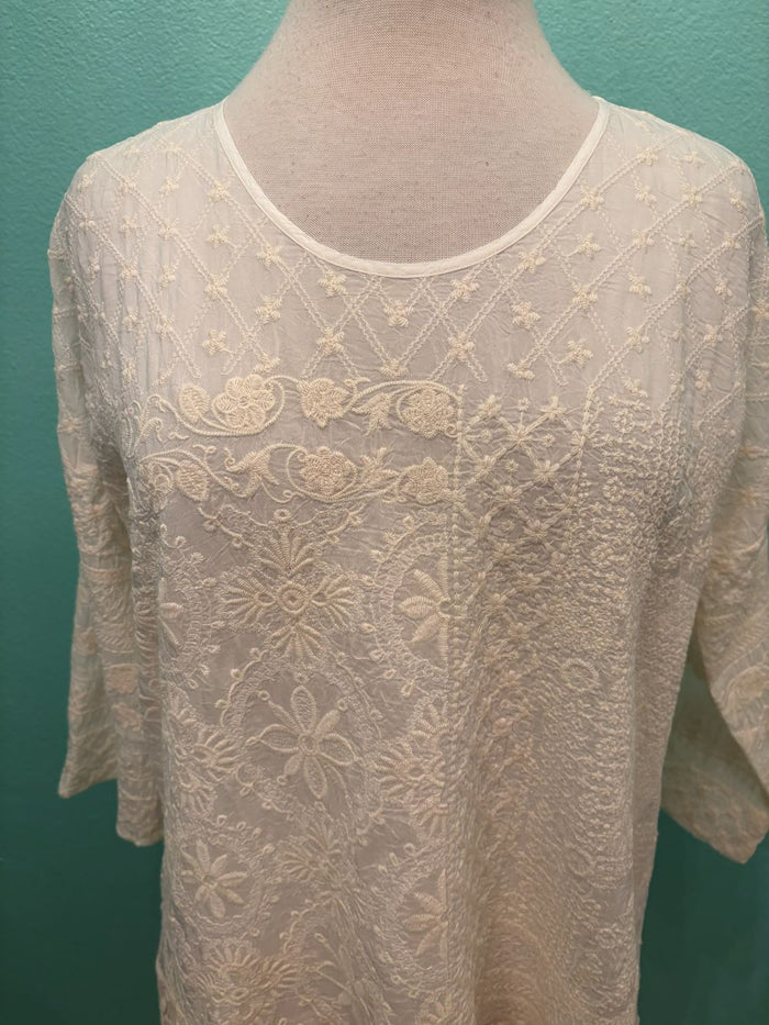 ZORA STITCHWORK BLOUSE-NATURAL-JOHNNY WAS