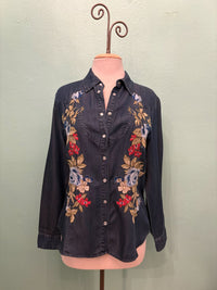 HANNAH WESTERN SEAMED SHIRT-DENIM BLUE-JOHNNY WAS