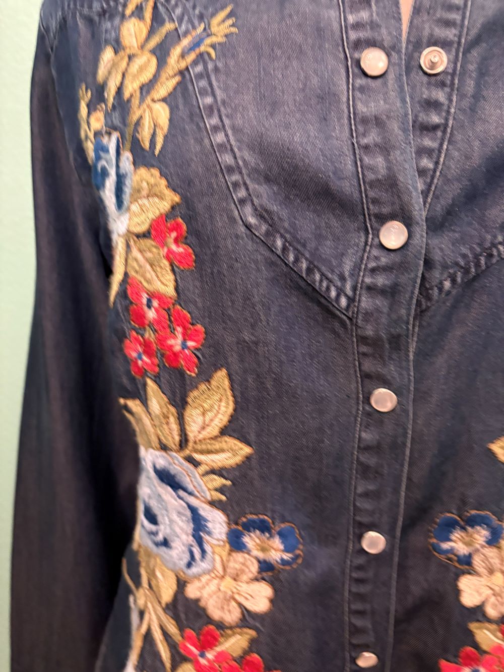 HANNAH WESTERN SEAMED SHIRT-DENIM BLUE-JOHNNY WAS