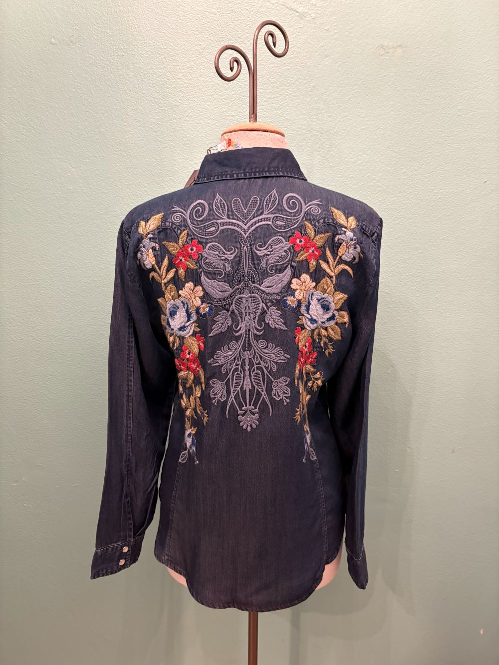 HANNAH WESTERN SEAMED SHIRT-DENIM BLUE-JOHNNY WAS