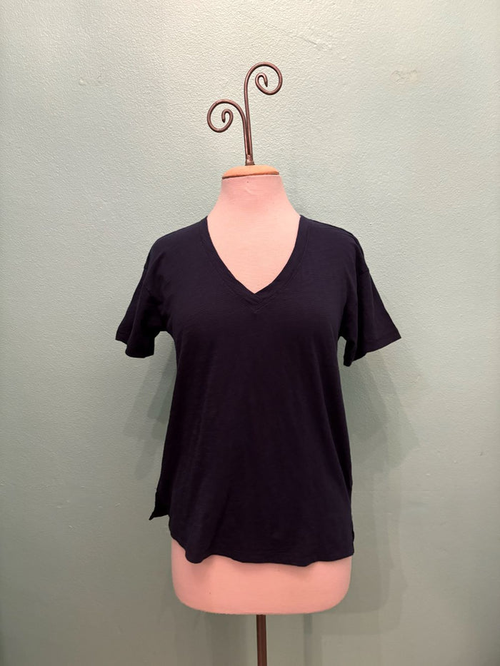 SHORT SLEEVE V-NECK BOXY TEE-VIBRANT NAVY-MODODOC