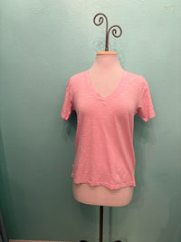 SHORT SLEEVE V-NECK BOXY TEE-PEARLY PINK-MODODOC