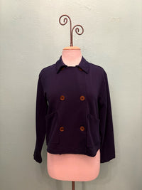 DOUBLE BREASTED CROP JACKET-VIBRANT NAVY-MODODOC