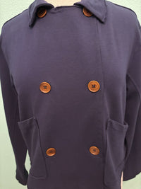 DOUBLE BREASTED CROP JACKET-VIBRANT NAVY-MODODOC