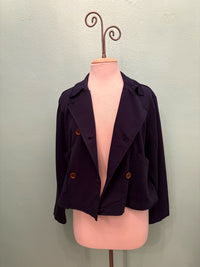 DOUBLE BREASTED CROP JACKET-VIBRANT NAVY-MODODOC