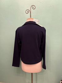 DOUBLE BREASTED CROP JACKET-VIBRANT NAVY-MODODOC