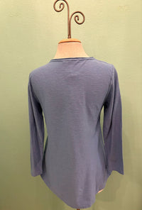 3/4 SLEEVE V-NECK TOPTEE-FORGET-ME-NOT-CUT LOOSE