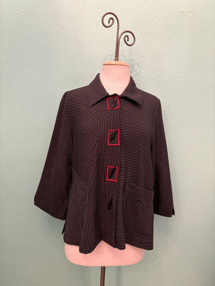 BLACK/GREY STRIPE CROP JACKET-MOONLIGHT