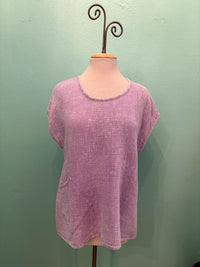 GAUZE SCOOP NECK W/POCKET-LILAC-COTTON LANI