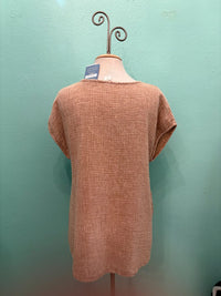 GAUZE SCOOP NECK W/POCKET-OAT-COTTON LANI